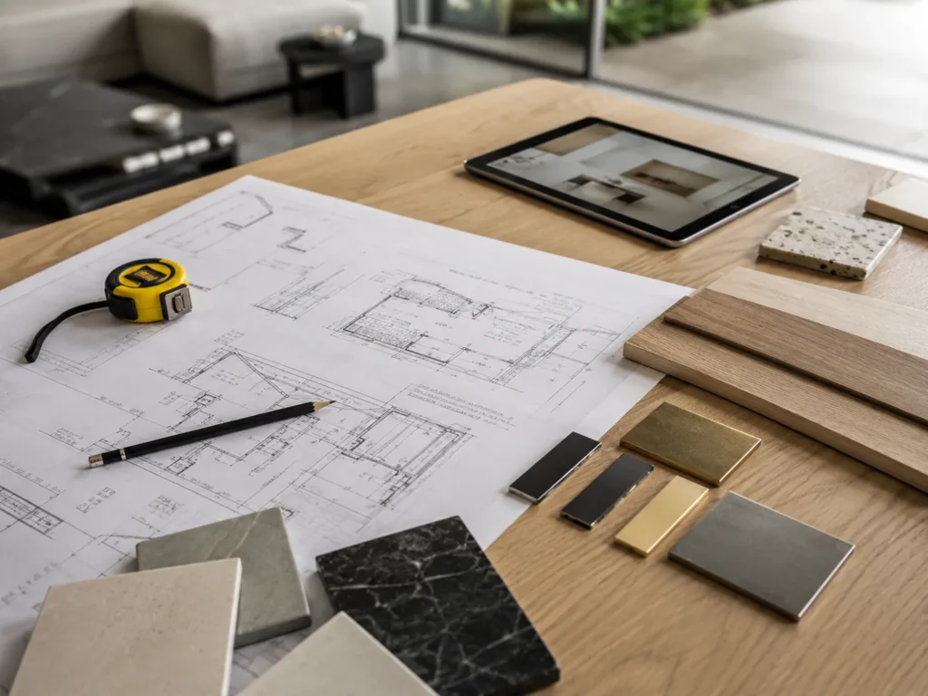 Mesa de diseño arquitectónico y materiales